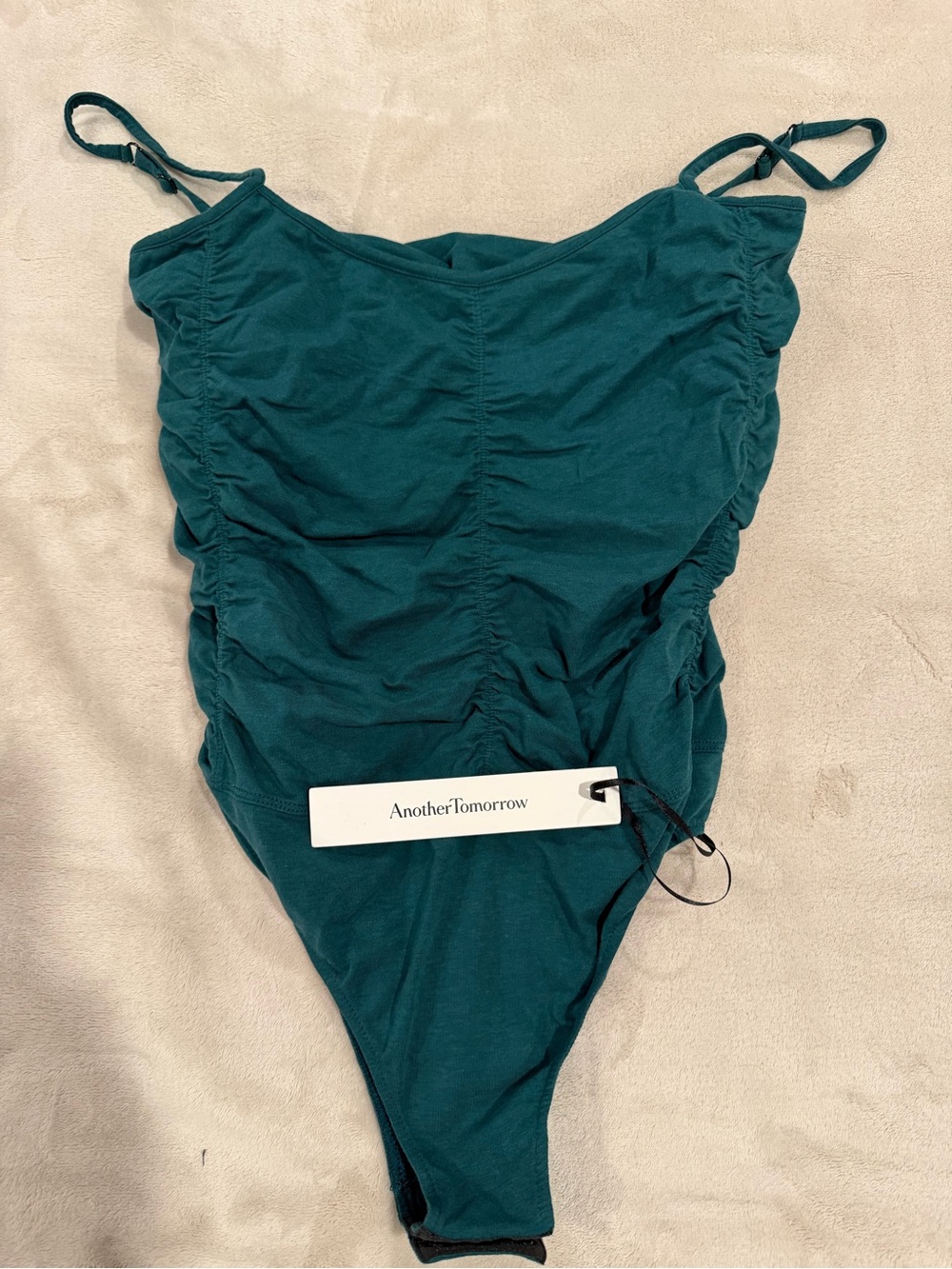 Another Tomorrow Petro SHIRRED BODYSUIT  NWT Medium